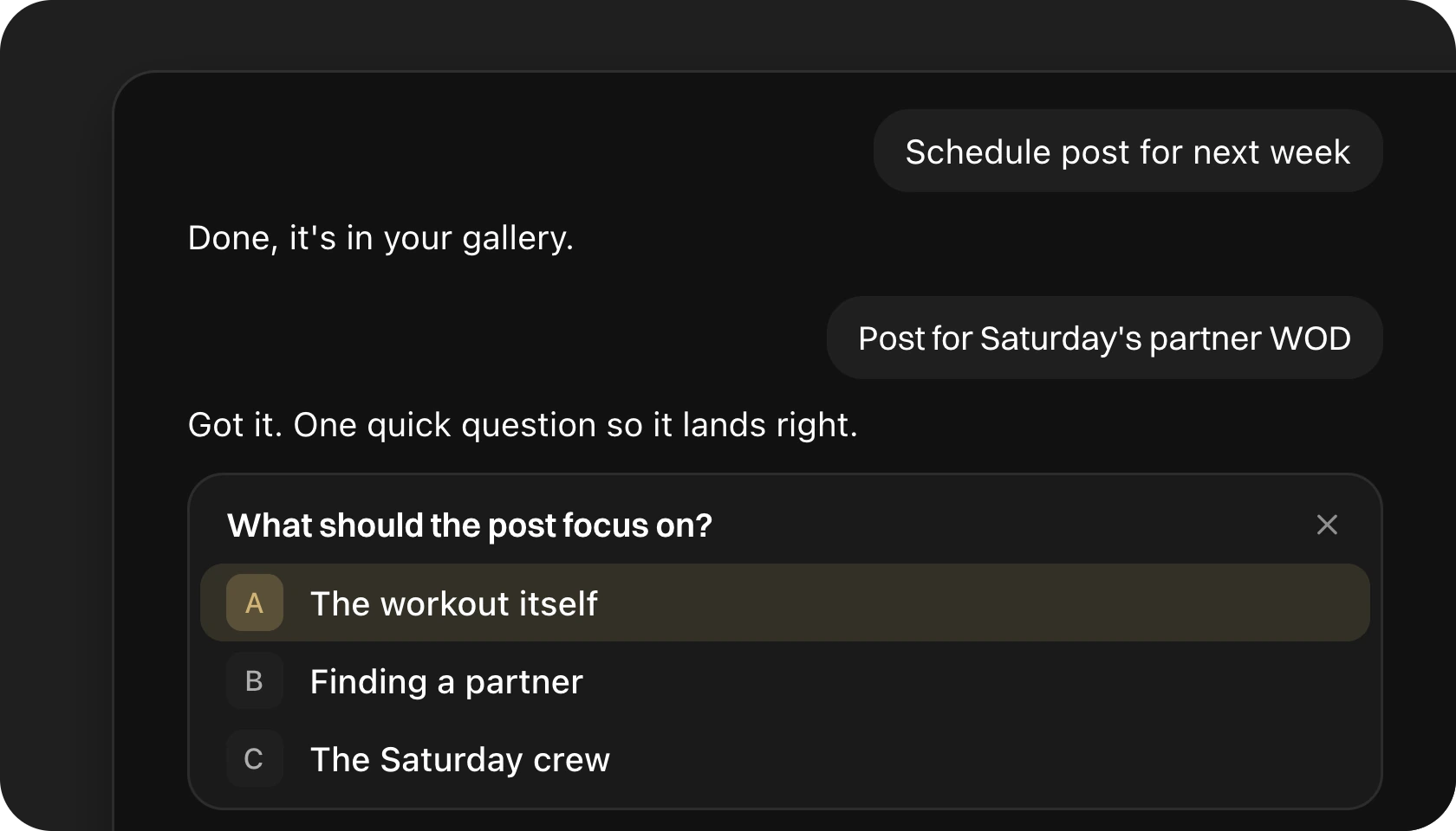 Questions you answer with a tap