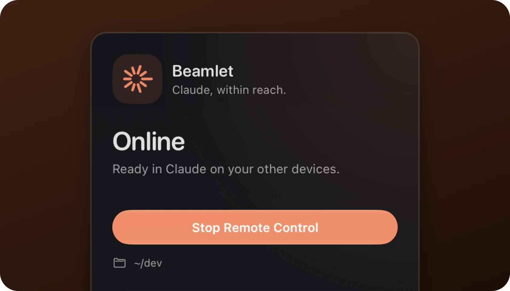 Claude Remote Control, in the menu bar