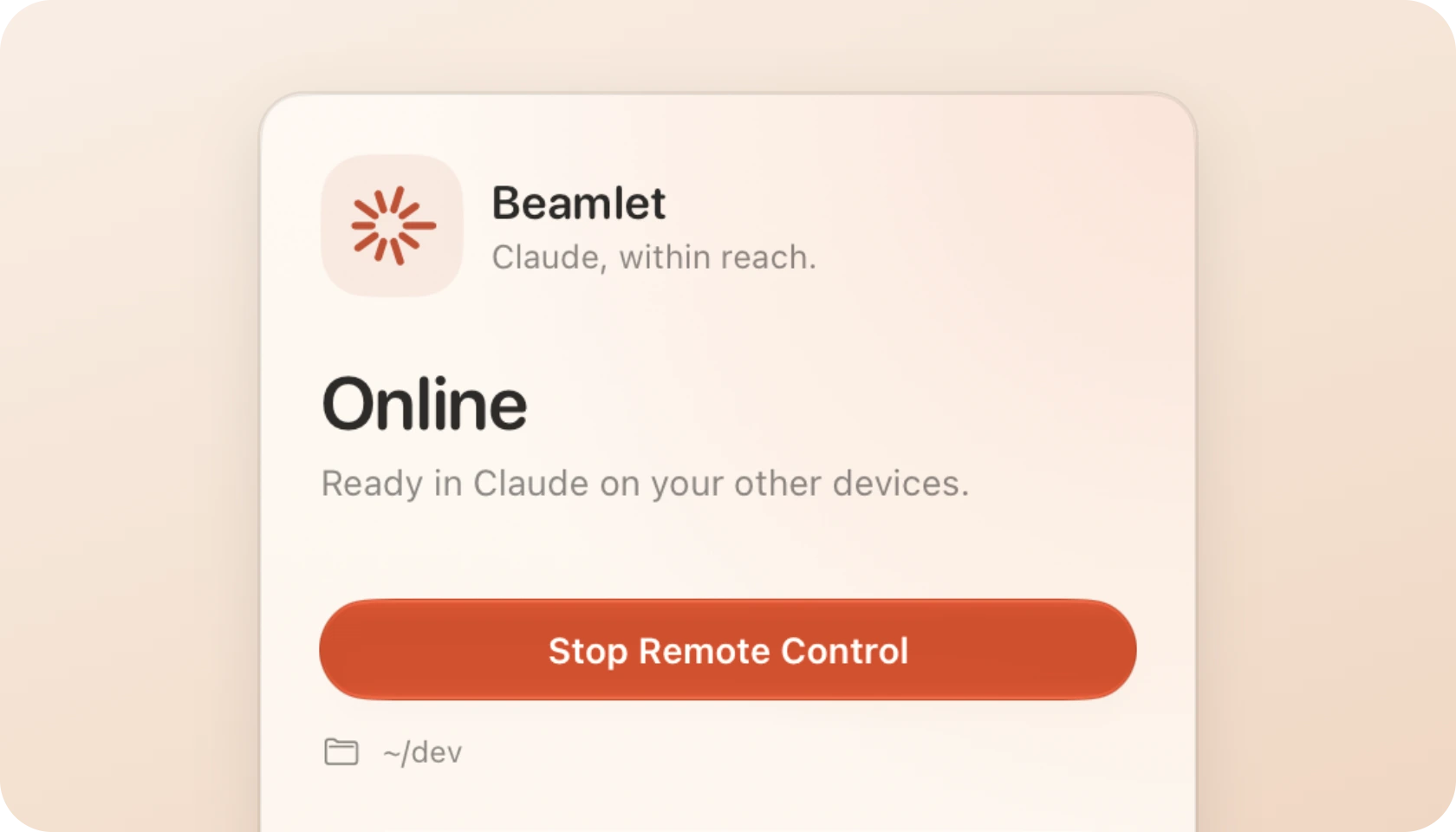 Claude Remote Control, in the menu bar