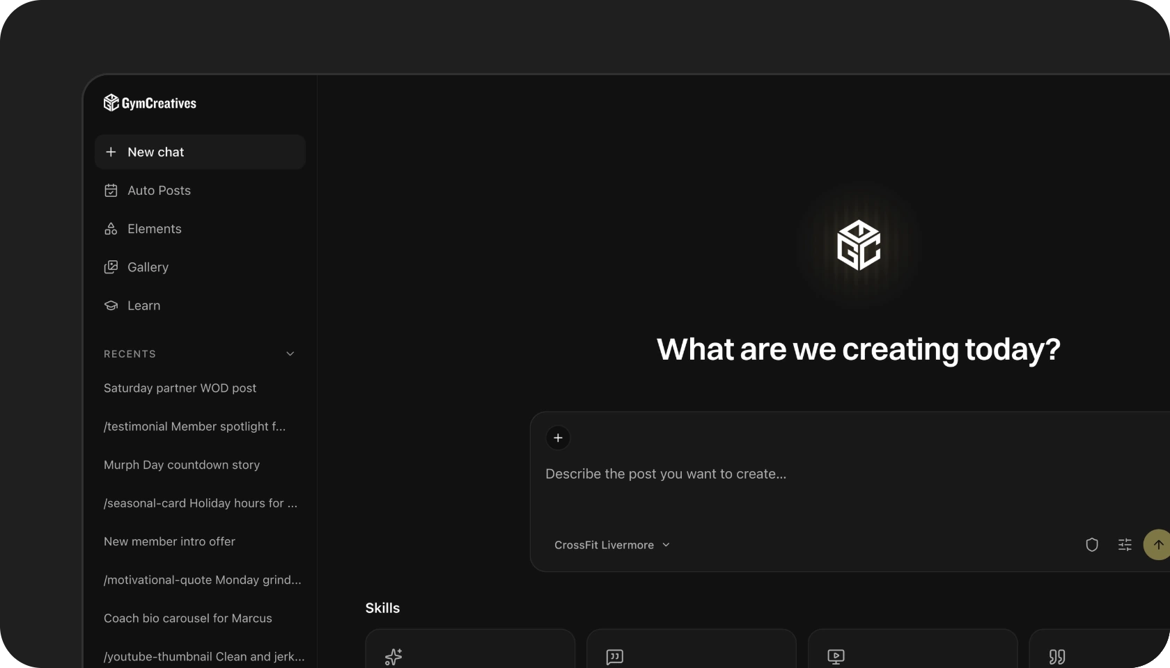 A chat workspace for making posts