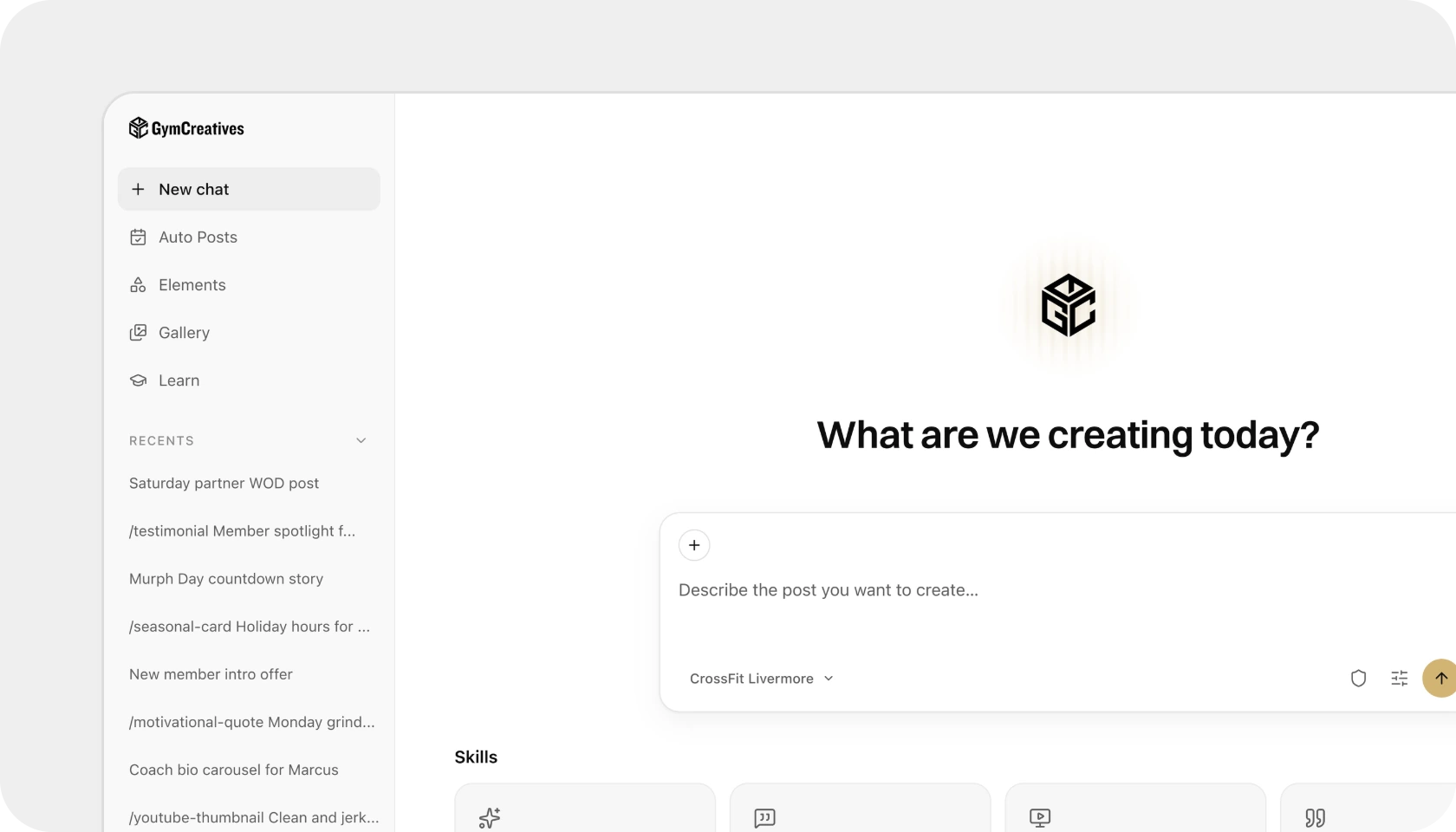 A chat workspace for making posts